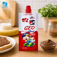 Pochette personnalisée avec bec verseur pour pâte à tartiner au chocolat, avec bouchon, impression cartoon, OEM, marque privée, vente en gros, emballage alimentaire autoportant