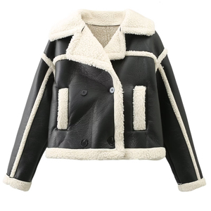 Nueva llegada de otoño a la moda, chaqueta de cuero personalizada, chaqueta transpirable para mujer, chaqueta sólida de manga larga de cuero para mujer - Product Image 2