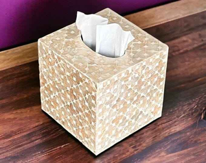 Boîte à mouchoirs et support de rangement classiques en os incrusté, faits à la main, SANIYA HANDICRAFT SH-3089 pour la cuisine, la salle à manger et la maison - Product Image 2
