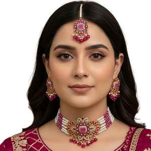 Mehndi Plating Modern CZ Stone Jewelry Elegant CZ Stone Festival Necklaces Fashion Jewelry Luxury Artificial Jewelry Export - Product Image 1