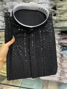 Meilleure qualité Kurta pakistanaise pour hommes avec pyjama en pur coton tenue décontractée pour fête de mariage avec miroir travail bas prix fournisseur indien - Product Image 6
