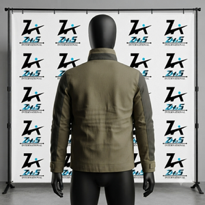 Men's Olive <b>Canvas</b> Bomber <b>Canvas</b> <b>Jacket</b> Stand Collar Zipper Closure Pocket Design Autumn Casual Wear <b>Canvas</b> Duckie <b>Jackets</b> - Product Image 2