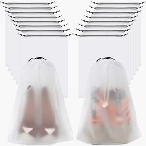 <b>Waterproof</b> Reusable Dustbag Clear Frosted Shoe Storage <b>Bag</b> PVC PE Plastic <b>Drawstring</b> Closure Custom Pouch for Travel - Product Image 1