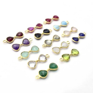 Charm de Calcedonia Agua con Engaste de Bisel, Colgante de Reloj de Arena, Forma de Corazón, Charm de Doble Piedra, Charm Chapado en Oro Hecho a Mano, Estilo Boho y Hippie - Product Image 5