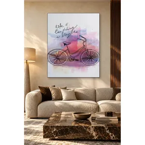 Dessin de vélo Fida sur toile imprimée en aquarelle rose - Product Image 2