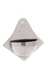 Fuente de agua bendita en Latón chapado en plata Elegante recipiente religioso montado en la pared para la Iglesia Altar Bendición del hogar y uso ritual sagrado - Product Image 4