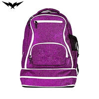 Bolsa Deportiva Pequeña con Brillantina para Gimnasio y Baile, Diseño con Logotipo, Material Cordura con Brillantina, Alta Calidad, Ligera, Resistente al Agua, con Correa