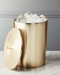 Cubo de hielo redondo de acero inoxidable de latón AK con tapa de Acabado plateado Capacidad de 5L Diseño moderno Accesorios para bares y fiestas - Product Image 4