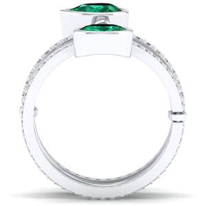 REYES-Bagues de fiançailles empilables en or 14 carats, émeraude, pierre de naissance solitaire - Product Image 4