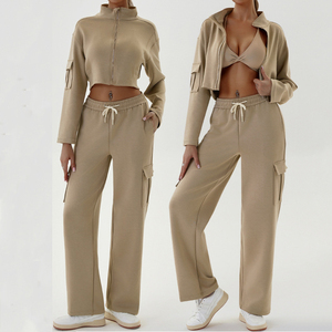 Conjuntos Deportivos Casuales de Invierno para Mujer, Dos Piezas, Sudadera con Media Cremallera, Pantalones Deportivos de Pierna Ancha, Tallas Grandes, Sudaderas con Media Cremallera para Damas - Product Image 4