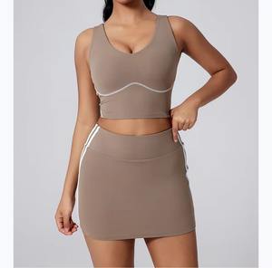 2025 débardeur d'entraînement sans couture pour femmes Racerback Crop Activewear pour Fitness et Sport ensemble col en v - Product Image 6