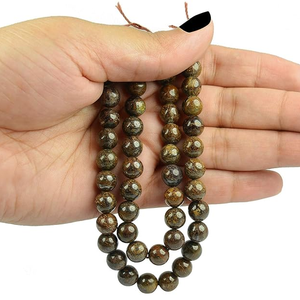 Collier en cristal naturel, perles de bronzite lisses, pierre rouge polie, bijoux, brin lâche, grossiste en pierres précieuses pour la guérison - Product Image 3