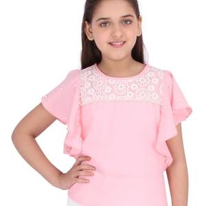 Indian Ethnic Wear Printed Short <b>Tops</b> for Office & Regular Wear Hand Embroidered Fancy Neck Readymade <b>Kurtis</b> for Women & Girls - Product Image 1