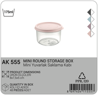 Boîte de rangement hermétique Afossa AK 555 175 ml, sans BPA, en plastique PP transparent, multifonctionnelle, pour aliments, design moderne, fabrication par injection.