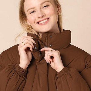 Recién llegado, chaqueta acolchada de Safari tejida marrón para mujer, abrigo de moda de invierno sólido con forro de nailon, Logo frontal de alta calidad - Product Image 4