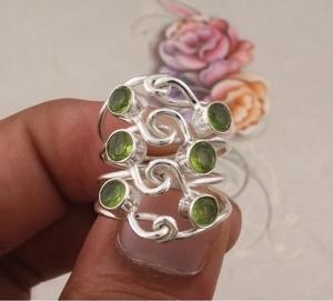 แหวนพลอย6 Peridot ของดีไซน์เนอร์แฮนด์เมดแข็ง925เงินสเตอร์ลิงเครื่องประดับแฟชั่นของผู้หญิงสัญลักษณ์ทางศาสนาของคริสเตียน - Product Image 2