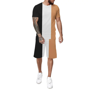 New Colorful Print Round Neck Short Mens Suit Adult Male Suit Custom Jackets for Men Men's Spring Summer Top Short <b>Set</b> - Product Image 1