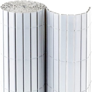 Recinzione da giardino in PVC 100x300cm in bianco verde e grigio con decorazione per la Privacy e la protezione dal vento in bambù - Product Image 1