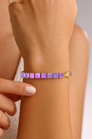 Bracelet de luxe en argent sterling 925 plaqué or 14 carats avec opale lavande véritable multicolore et certifiée GIA
