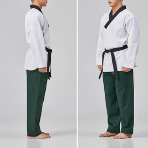 Uniforme de Taekwondo para hombre al por mayor logotipo personalizado tela transpirable traje de artes marciales para entrenamiento y lucha de Karate - Product Image 3