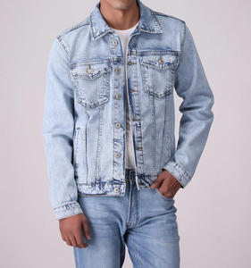 Chaquetas vaqueras con parches para hombre, ropa de calle azul deportiva de diseño elegante con logotipo personalizado, precio al por mayor - Product Image 3