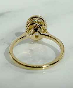 Ensemble de lunette Bague Moissanite ovale allongée de 3 ct avec éclat de glace pilée Bague de fiançailles moderne et intemporelle faite à la main en or massif - Product Image 2