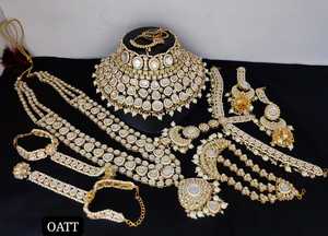 TRADITIONAL & FANCY ANTIQUE DESIGNER BRIDAL <b>JEWELLERY</b> GOLD PLATED and CZ ZIRCON BRIDAL WEDDING NECKLACE <b>SET</b> and FORWOMEN & <b>GIRL</b> - Product Image 4