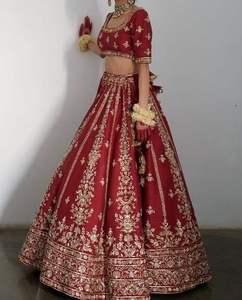 2025 @ Beautiful Red Bridal Lehenga Choli avec perles Dabka lourdes embellies Stone Zardozi Broderie Travail avec robe Dupatta - Product Image 1
