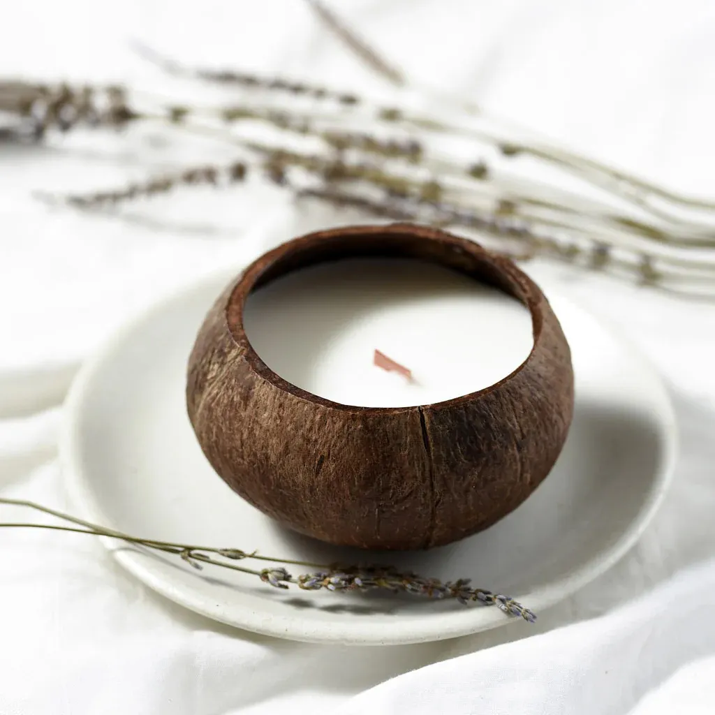 Тропическая Кокосовая Скорлупа свеча с деревянным фитилем Ароматизированная Кокосовая чаша свеча Великолепная Ароматизированная Кокосовая и расслабляющая ванна Декор