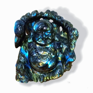 Labradorite Laughing Buddha Gemstone Crystal Carving Art Decor Semi precious stone gift decor Healing crystal - Product Image 5