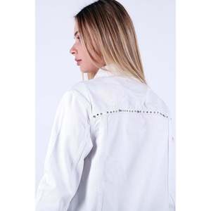 Chaqueta y abrigo de mezclilla con adornos de diamantes de imitación para mujer - Product Image 1
