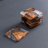 Sous-verres carrés décoratifs de luxe en résine époxy imperméable de qualité supérieure, personnalisables en taille et couleur, pour café et thé