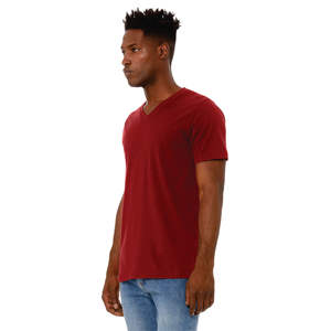 Camiseta de jersey con cuello en V unisex-Cardinal, 100% algodón Airlume, 4,2 oz - Product Image 2