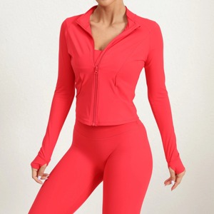 Tops cortos con cremallera para mujer, camisetas de Yoga de manga larga para correr, chaqueta de Fitness de secado rápido, conjuntos de Sujetador deportivo para gimnasio, transpirable, ecológico - Product Image 4