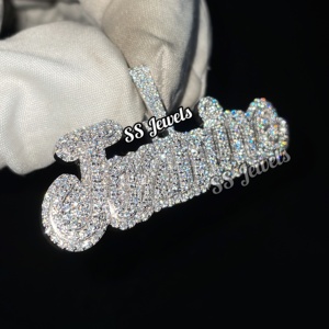 จี้เพชรโมอิสชื่อที่กำหนดเอง925จี้เงินสไตล์ฮิปฮอปของขวัญวันเกิดที่สมบูรณ์แบบสร้อยคอผ่านผู้ทดสอบ - Product Image 4