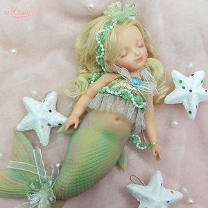 Sereia de Silicone Completa de 10 Polegadas com Cabelo Longo Loiro Brilhante Brinquedos Exquisitos de Sereia Sereia Dormindo com Cauda de Peixe Rosa/Verde - Product Image 2