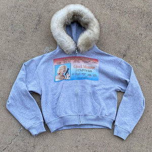 Streetwear personnalisé de haute qualité pour hommes, veste à glissière en polaire lourde, impression graphique 3D DTG, pull, manteau à capuche en fourrure zippée - Product Image 1