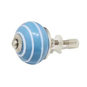 Poignées de tiroir en céramique turquoise à bandes blanches pour cuisine, salle à manger, commode, salon, design industriel - Product Image 2