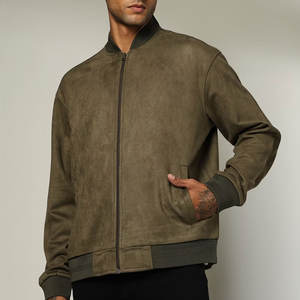 Chaqueta Bomber de Gamuza para Hombre, con Logotipo Personalizado, Estilo Vintage, Hecha de Piel de Camello, Tejido de Invierno, Chaqueta Universitaria de Gamuza - Product Image 4