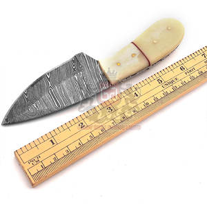 Couteau de chasse robuste avec lame en acier damas manche en bois gaine en cuir lame fixe OEM personnalisable - Product Image 3