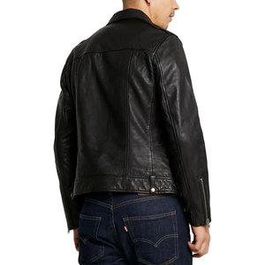 Chaqueta de cuero de bombardero de piel de vaca auténtica hecha a medida para hombre con cuello levantado para invierno - Product Image 4