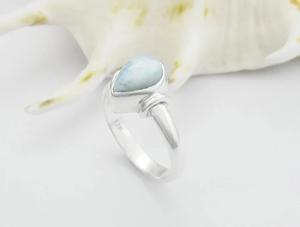 Bague Larimar classique en argent Sterling 925 faite à la main pour les femmes serti de pierres précieuses naturelles pour les mariages anniversaires - Product Image 3
