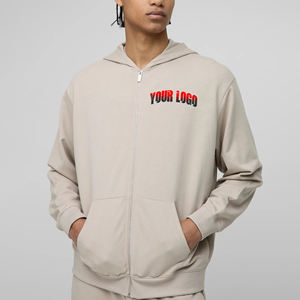 Sudaderas con capucha de alta calidad 100% algodón con cremallera completa para hombre color sólido logotipo impreso DTG personalizado de gran tamaño 400gsm Basics man HOODY - Product Image 6