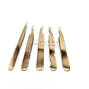 Plasma Rose Gold Eyelash Extension <b>Tweezers</b> Titanium Coated Volume Lash <b>Tweezers</b> - Product Image 1