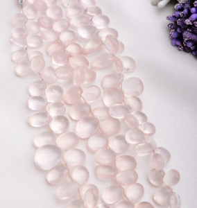 ลูกปัดโรสควอตซ์ทรงรีเรียบธรรมชาติสำหรับทำเครื่องประดับอัญมณี - Product Image 4