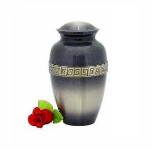 Urna Funeraria de Metal Premium de Dos Tonos para Adultos, Diseño Elegante de Banda Griega para Cenizas Humanas, Fabricante Mayorista OEM. - Product Image 1