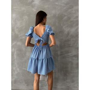 Vestido Casual Topshow en Azul a Cuadros, Producto al por Mayor - Product Image 1