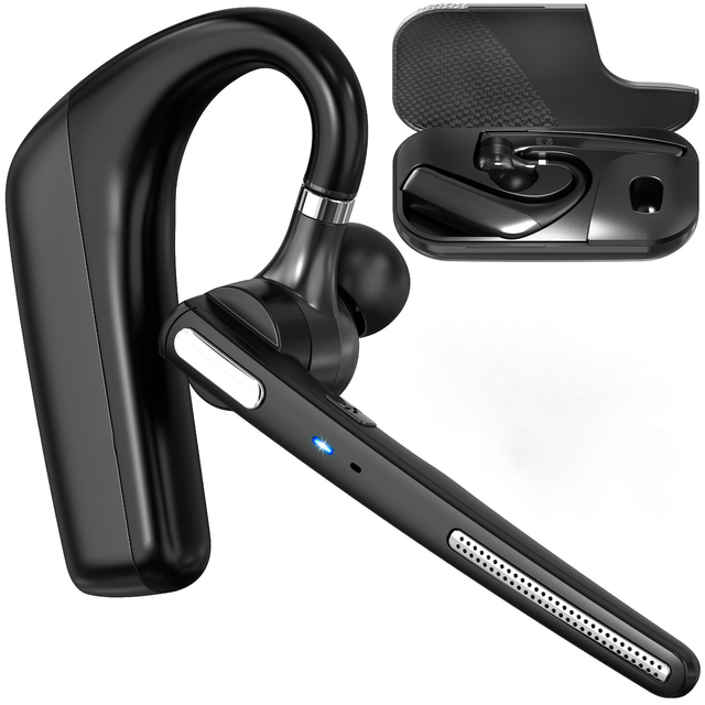 Single Wireless Bluetooth Earpieces Headset Noise Canceling Headphones With Mic for Computer Trucker Home Office