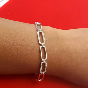 <b>925</b> <b>Sterling</b> <b>Silver</b> <b>Bracelet</b> with Moissanite Diamond White Gold Hip Hop Jewelry for Women for Parties and Gifts - Product Image 2