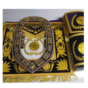 MASONIC GRAND MASTER APRON WITH COLLAR & CUFFS PURPLE Velvet <b>Backing</b> Quality Embroidered Apron GRAND LODGE Best Quality 2026 - Product Image 1